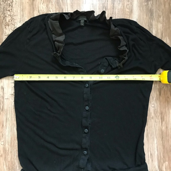 CLU Ruffle Ribbed Light Weight Black Cardigan M - Picture 8 of 11